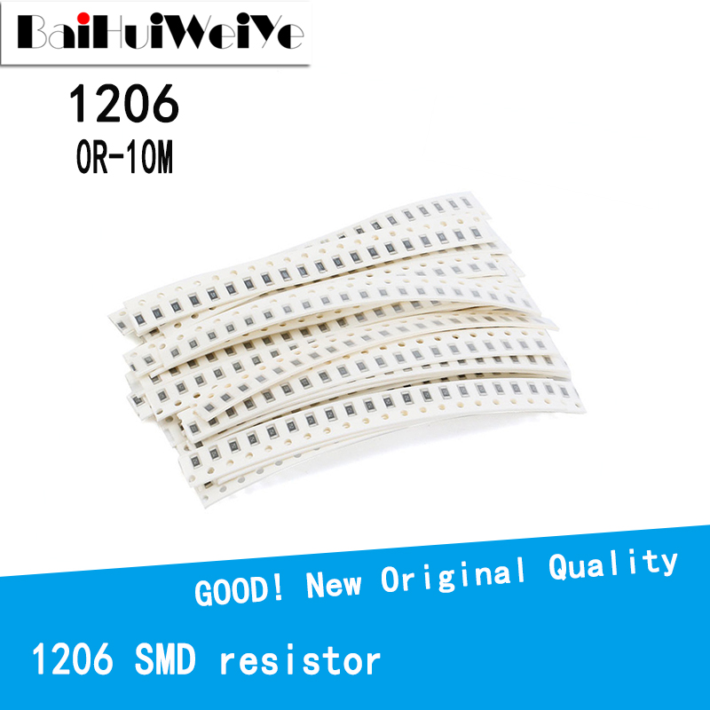 100 Cái/LOTE 1206 SMD Điện Trở 0R-10M 1/2W 0 1 100 150 220 330 Ohm 1K 2.2K 10K 100K 0R 1R 10R 100R 150R 220R 330R