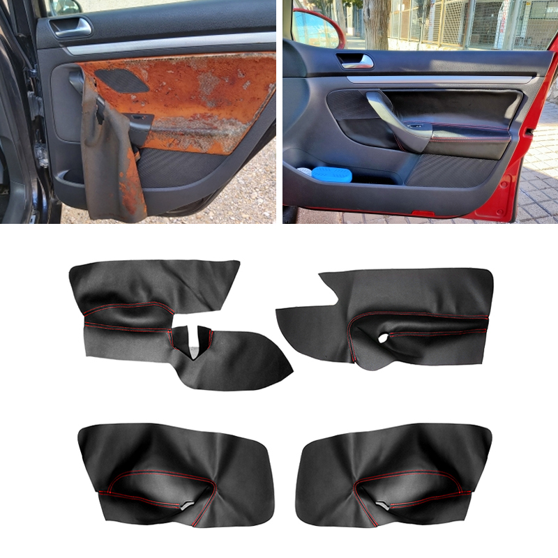 LHD/RHD สําหรับ VW Golf 5 MK5 Jetta 2005 2006 2007 2008 2009 2010 หนังไมโครไฟเบอร์ 4pcs รถภายในประตูพนักพิงแผง Trim
