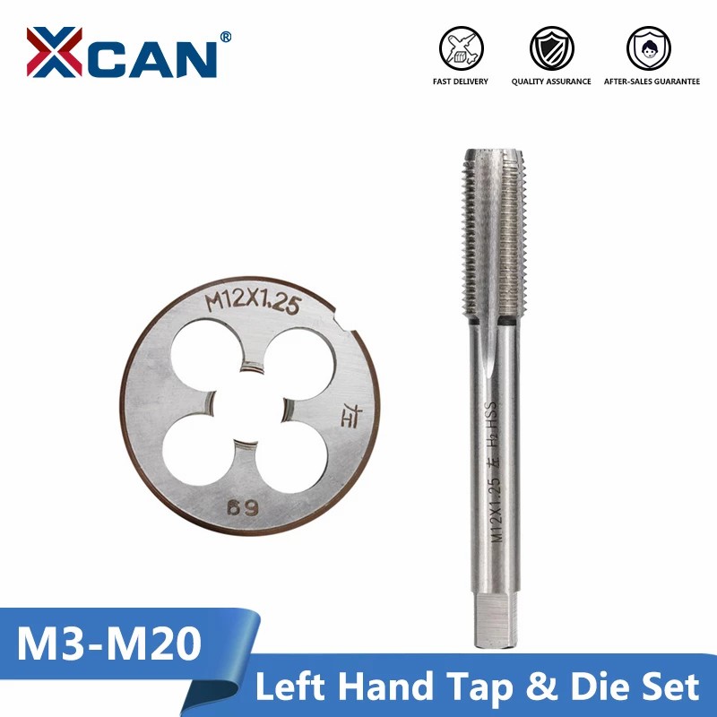 XCAN 2 uds M3 M6 M8 M10 M12 M14 M16 M18 M20 máquina de mano izquierda juego de troqueles rosca métrica taladro máquina enchufe troquelado