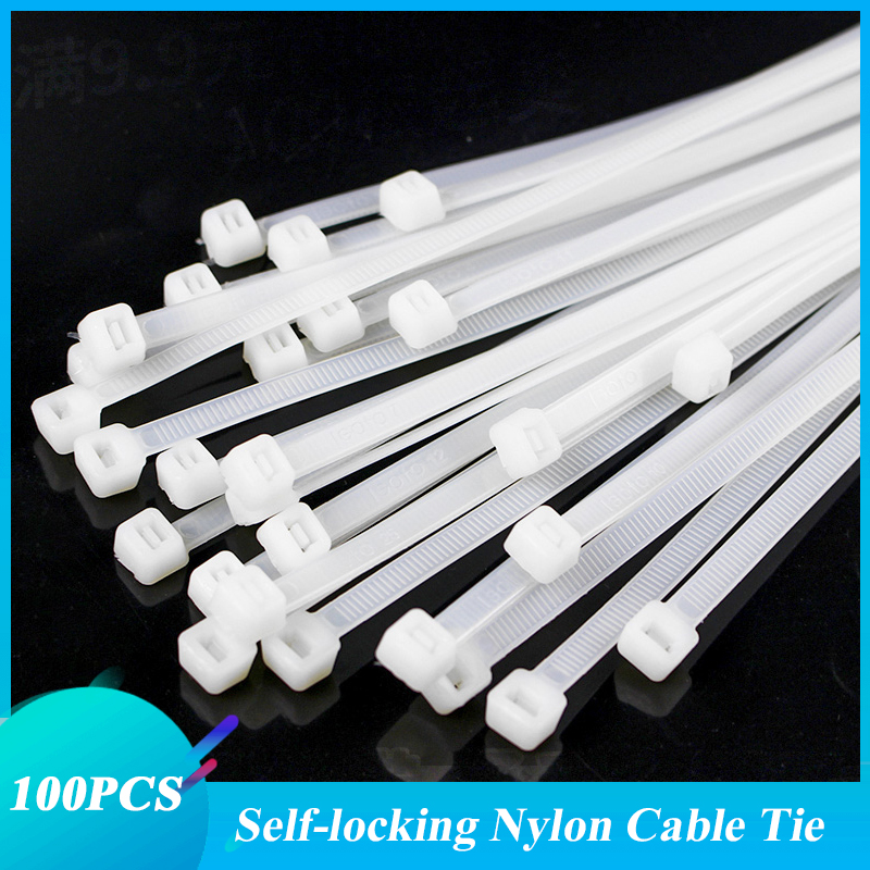 100 unids/bolsa brida para cables autoblocante plástico nailon brida organizador blanco sujetar cables bridas para cables