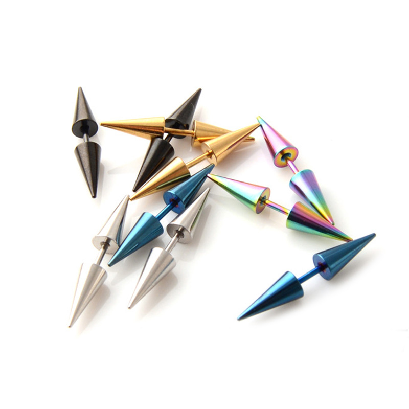 2 pièces/1 paire classique mode Punk Rock Rivet pointe cône 316L acier inoxydable femmes hommes oreille boucles d'oreilles Piercing bijoux de corps