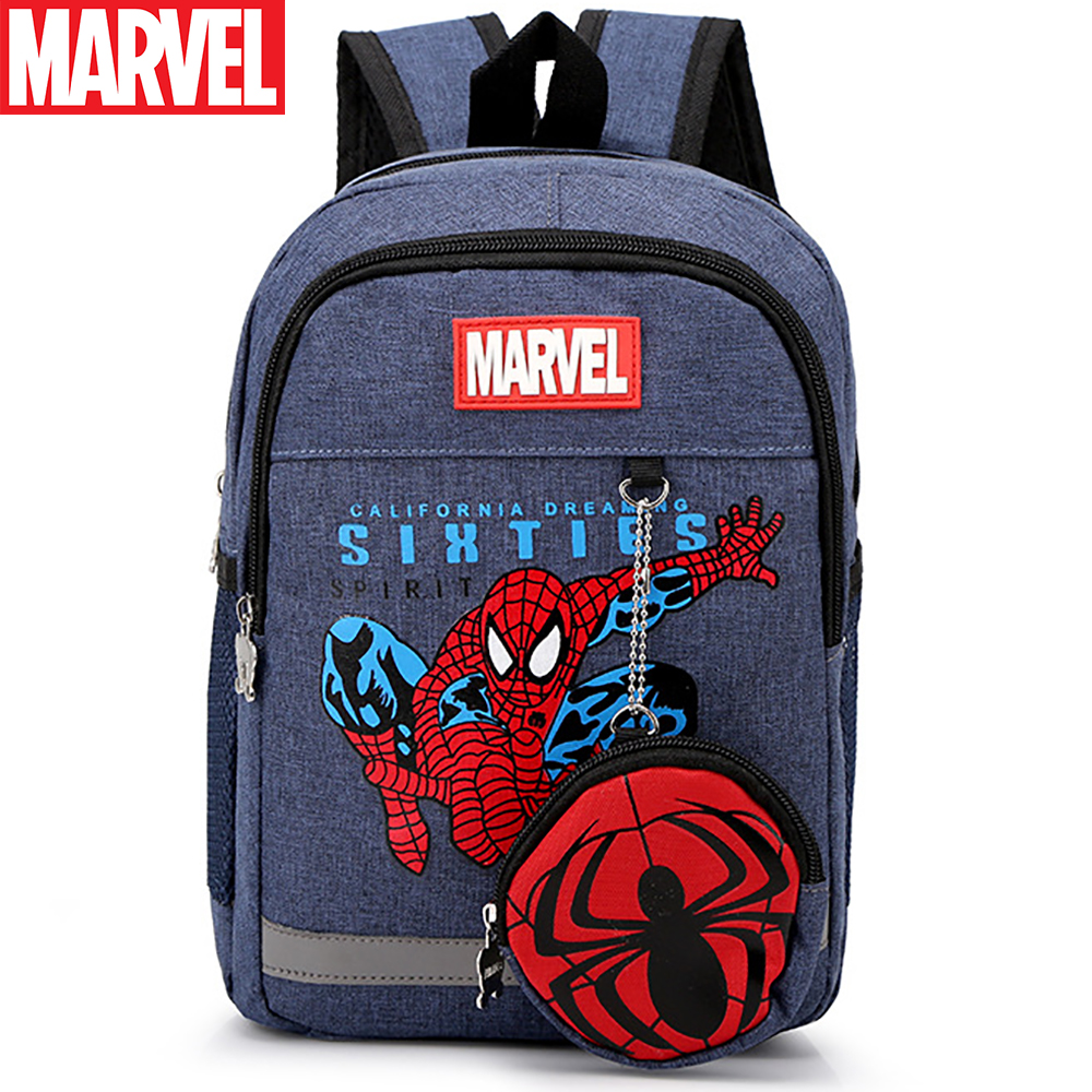 Marvel-mochila infantil para estudiantes, conjunto de dos bolsos escolares informales de diseño para bebé, Spiderman, Capitán América, adolescentes, transpirable