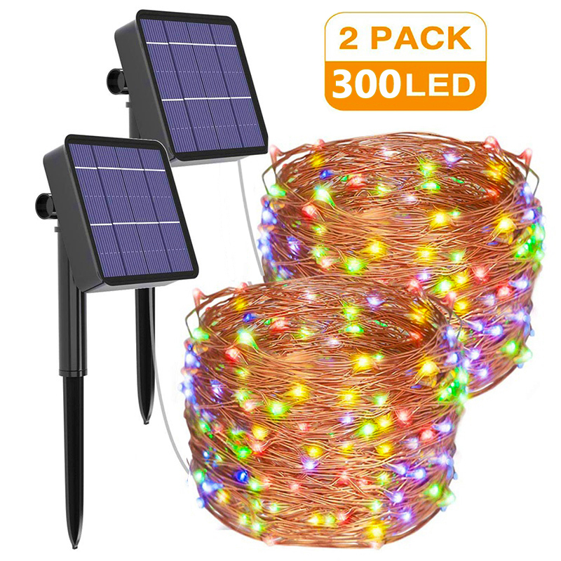 1/2 paquets de lampes Led solaires d'extérieur, fil de cuivre étanche, lumières féeriques pour balcon jardin décoration arbres Patio mariages fête