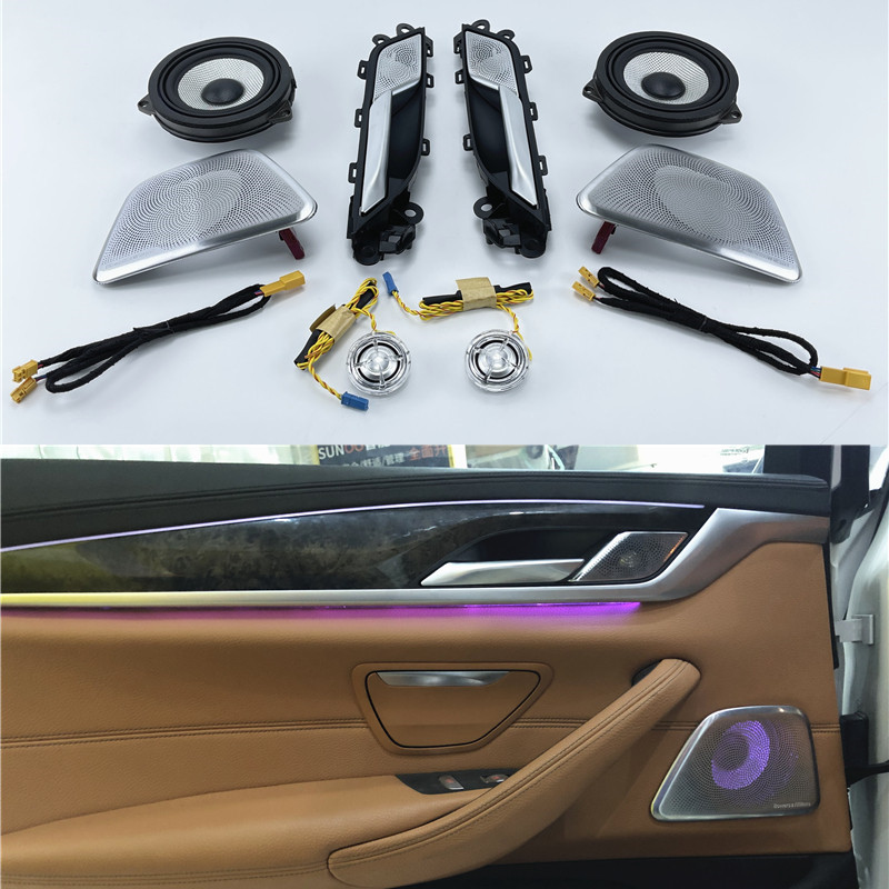 Автомобильный светящийся динамик для BMW G30 G38 5 Series, высокое качество, тройной динамик с ночным видением, искусственная кожа, 64 цвета