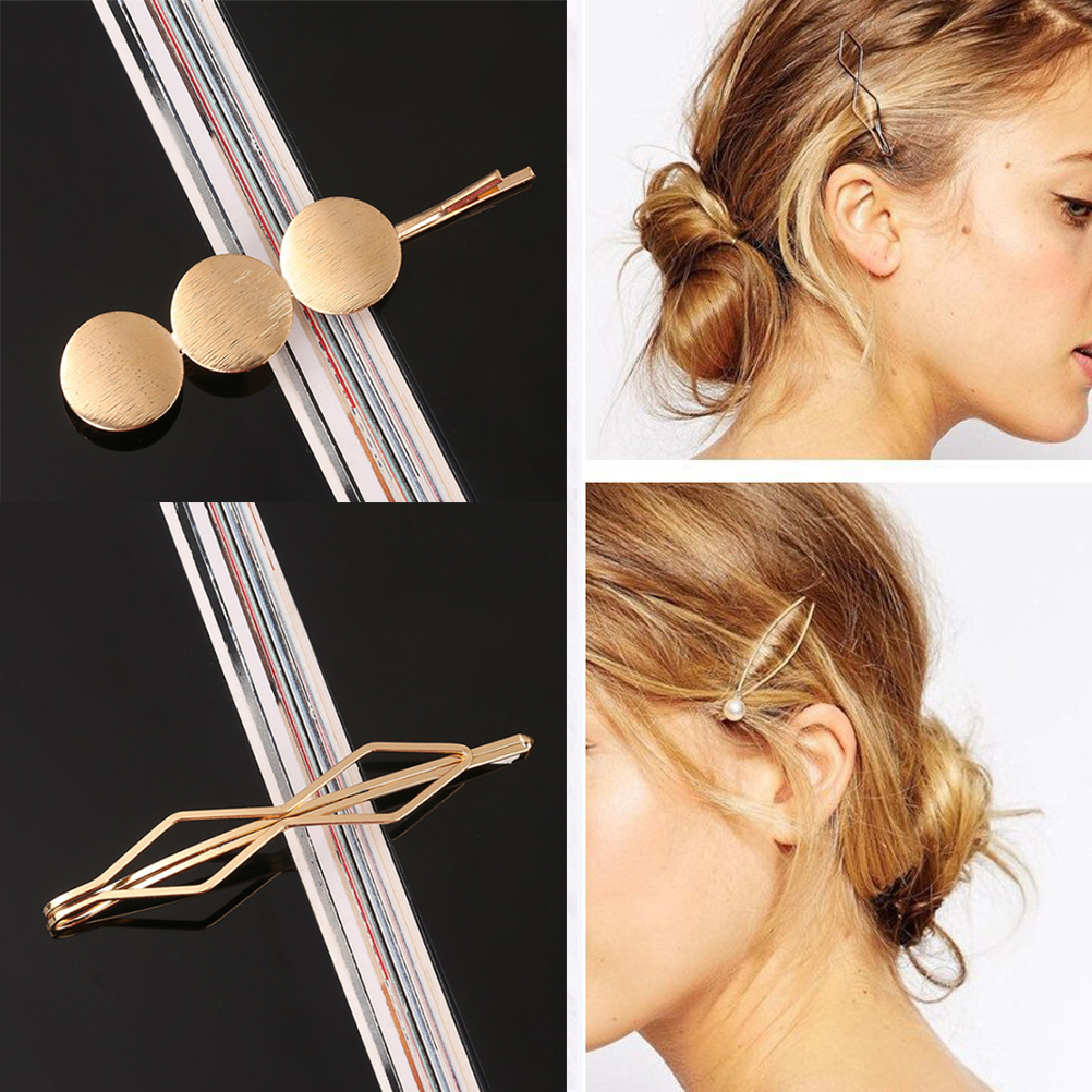 Horquillas de Metal dorado para niña y mujer, pasadores para el pelo, horquillas, pasadores, accesorios para el cabello, regalo al por mayor, 2/3/5/10 Uds.