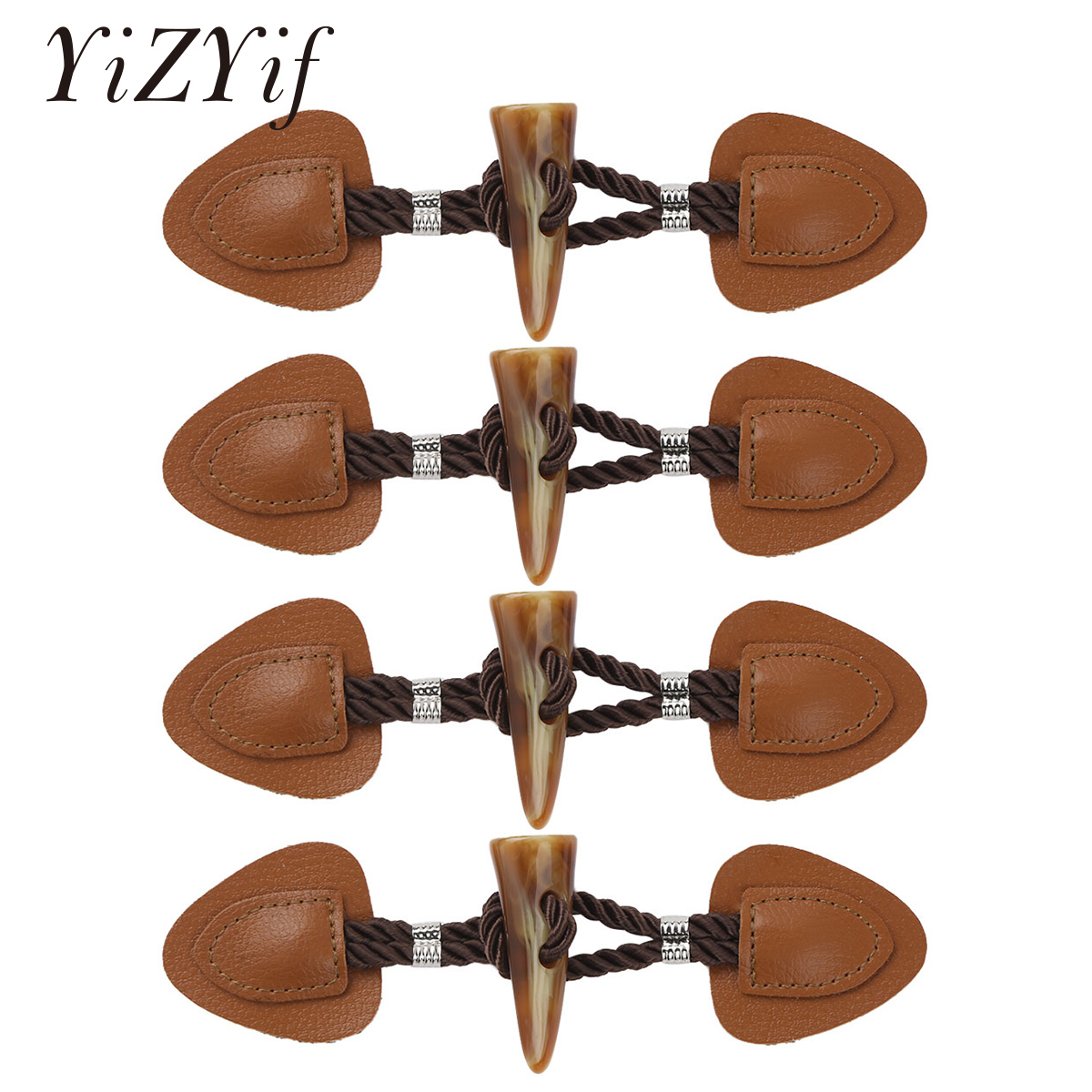 Pack Of 4 Vintage PU หนังเย็บสลับกับเรซิ่นฮอร์นปุ่มปิด DIY เย็บอุปกรณ์เสริมสำหรับเสื้อ/เสื้อผ้า/เสื้อ