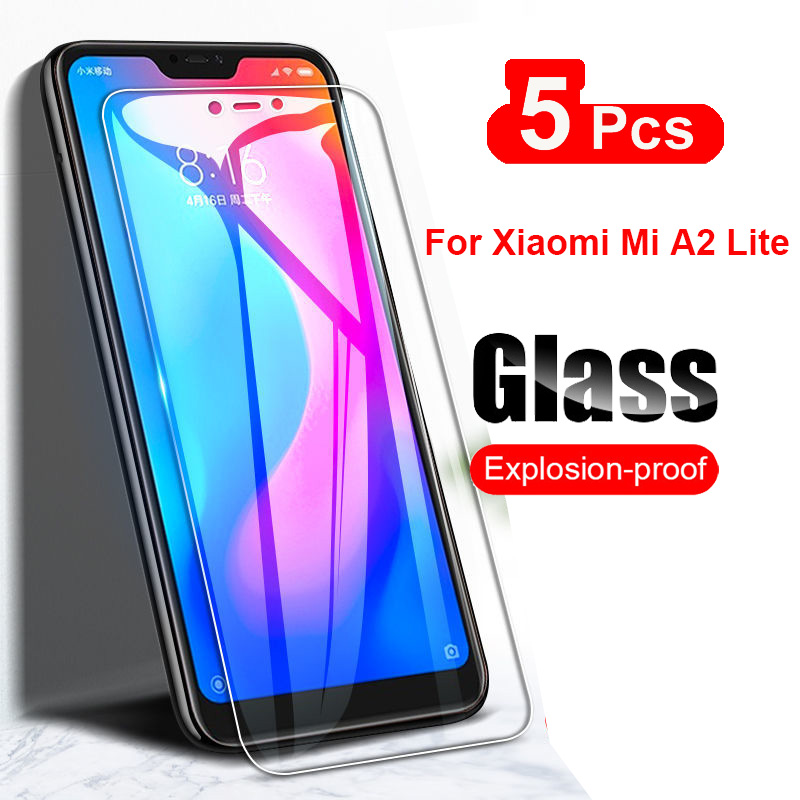 Película protectora de pantalla para Xiaomi Mi A2 Lite, cristal templado a prueba de golpes 9H, Ultra transparente, 5 unidades