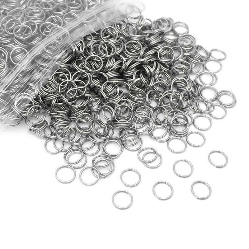 100 Uds 6-20mm llavero de Color plata pulida agujero de acero inoxidable llavero línea redonda llavero conectores hallazgos