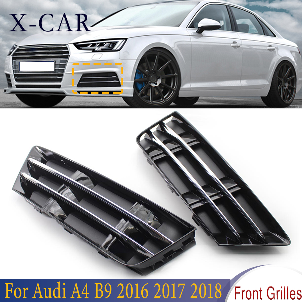 X-CAR Bumper depan lampu kabut bingkai sarung kisi untuk Audi A4 B9 2016 2017 2018 Frame Frame