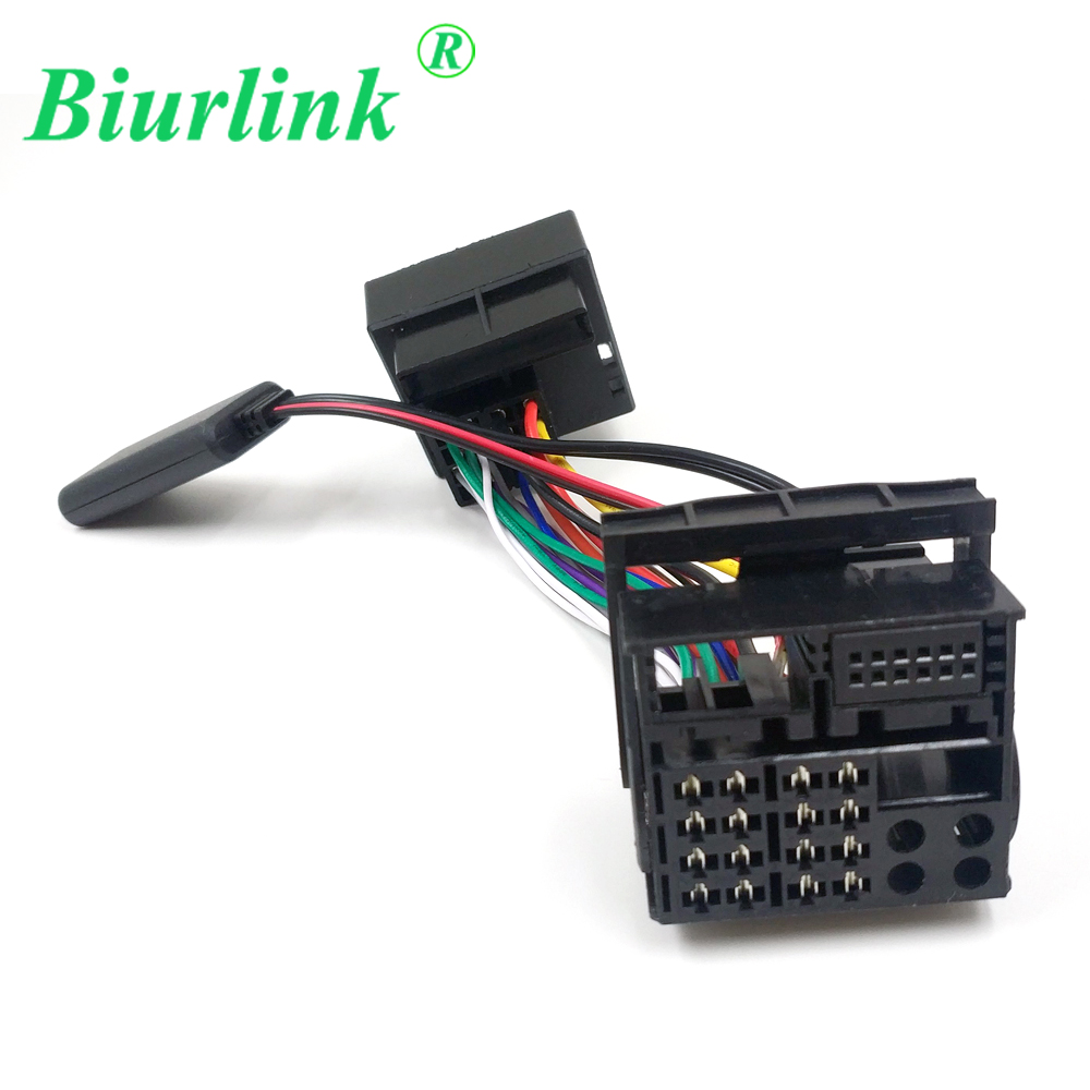 Biurlink Bluetooth AUX IN Full PowerสายไฟสายไฟสายไฟสำหรับBMW 40(16 + 12 + 12) pin QuadLock Fakraรถสเตอริโอเชื่อมต่อเก่าPinout