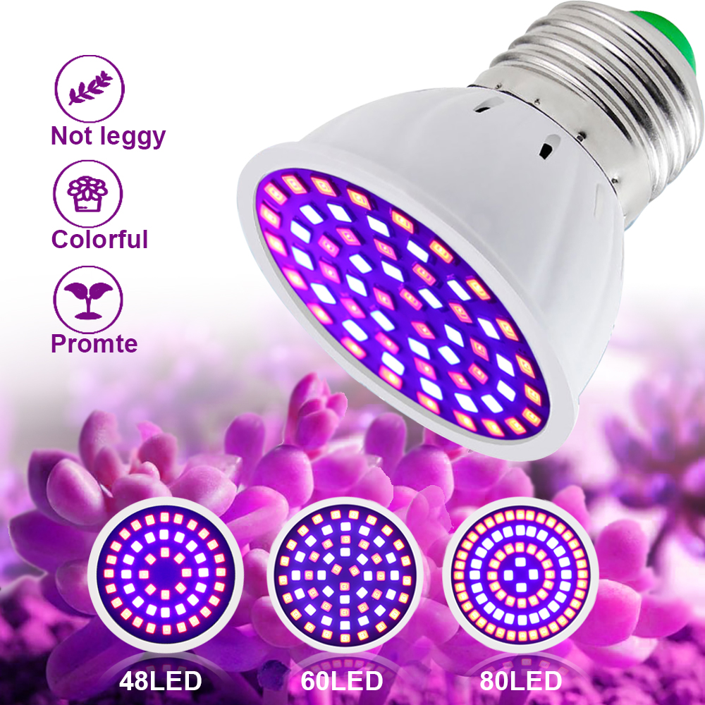 Led crescer lâmpada 220v e27 60 80leds espectro completo led planta estufa hidropônica luz de crescimento planta interior phyto flor lâmpada