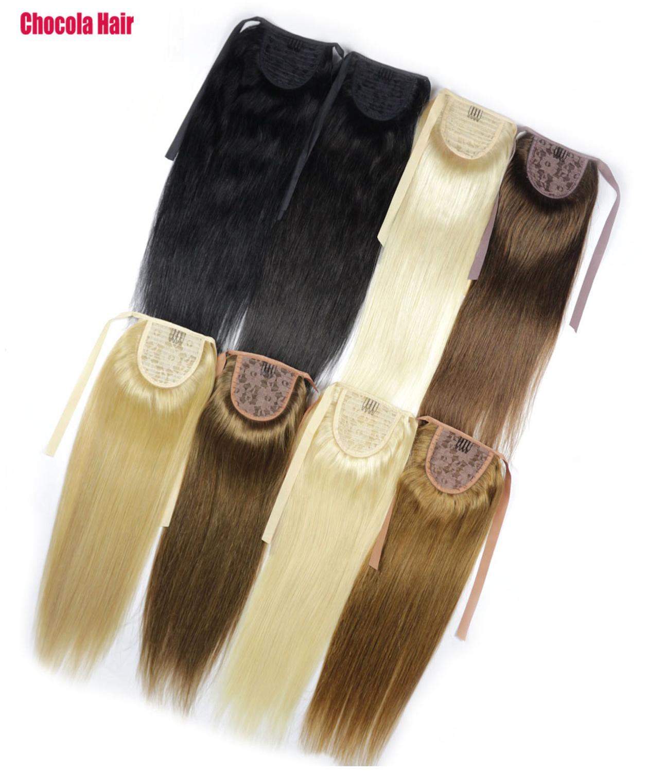 Chocola 16 "-28" 120g brazylijska maszyna wykonana wstążka do włosów Remy klips w kucyk w 100% doczepy z ludzkich włosów skrzyp polny Stragiht