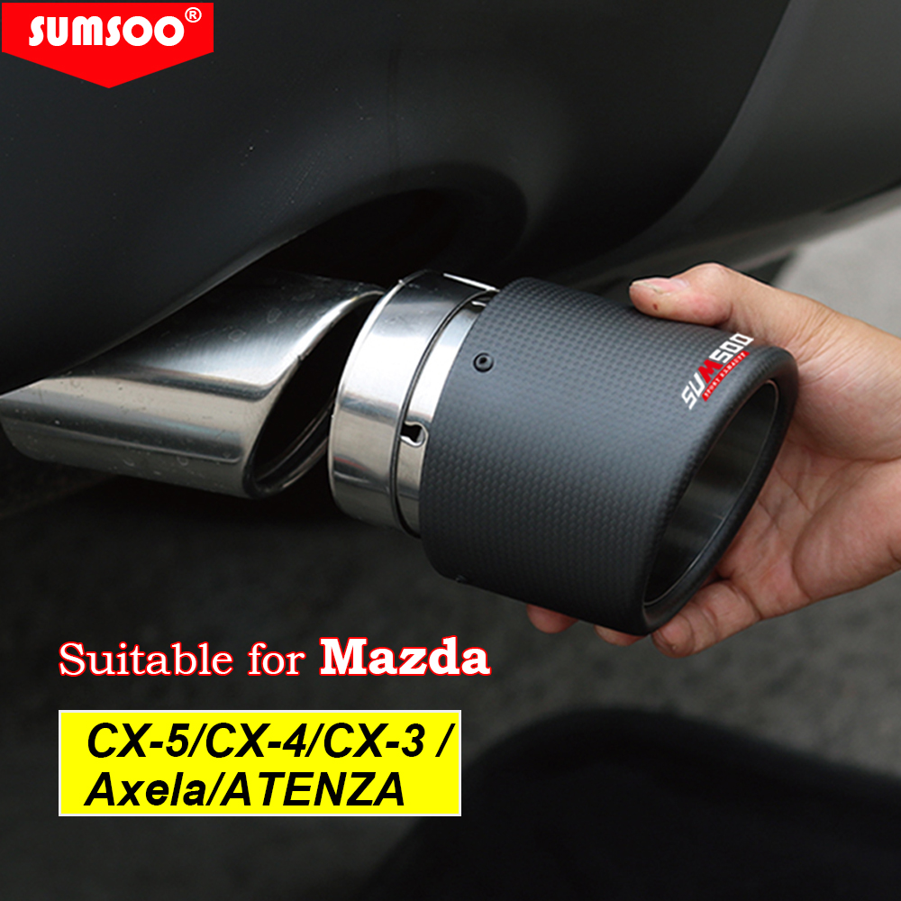 1 pièce SUMSOO authentique pour Mazda CX-5 CX-4 CX-3 Mazda Axela Mazda ATENZA, embouts de tuyau d'échappement modifiés décoratifs en fibre de carbone
