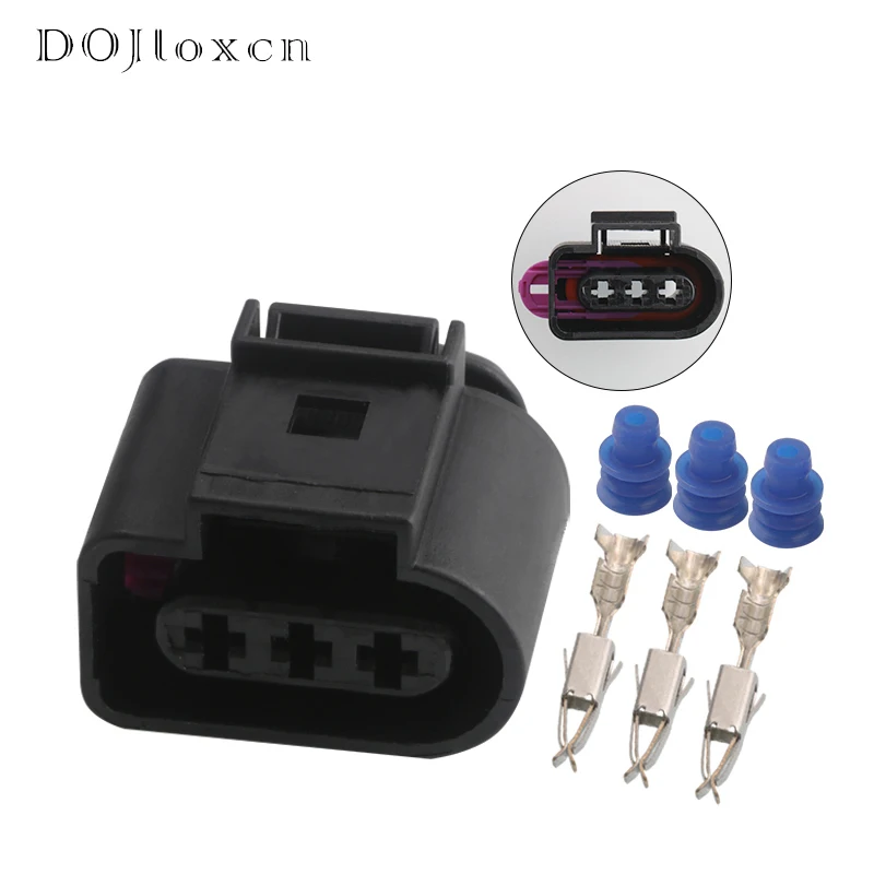 1/5/10/20/50 Conjuntos de Conectores Hembra Negros Impermeables de 3 Pines 1J0973723 para Coche, Enchufe de Sensor de 3.5 MM