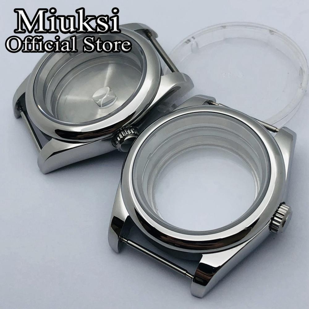 Miuksi-caja pulida de acero inoxidable, cristal de zafiro compatible con NH35 NH36 NH34 ETA2824 2836 Miyota8215 DG2813 3804, movimiento, 36mm/ 39mm