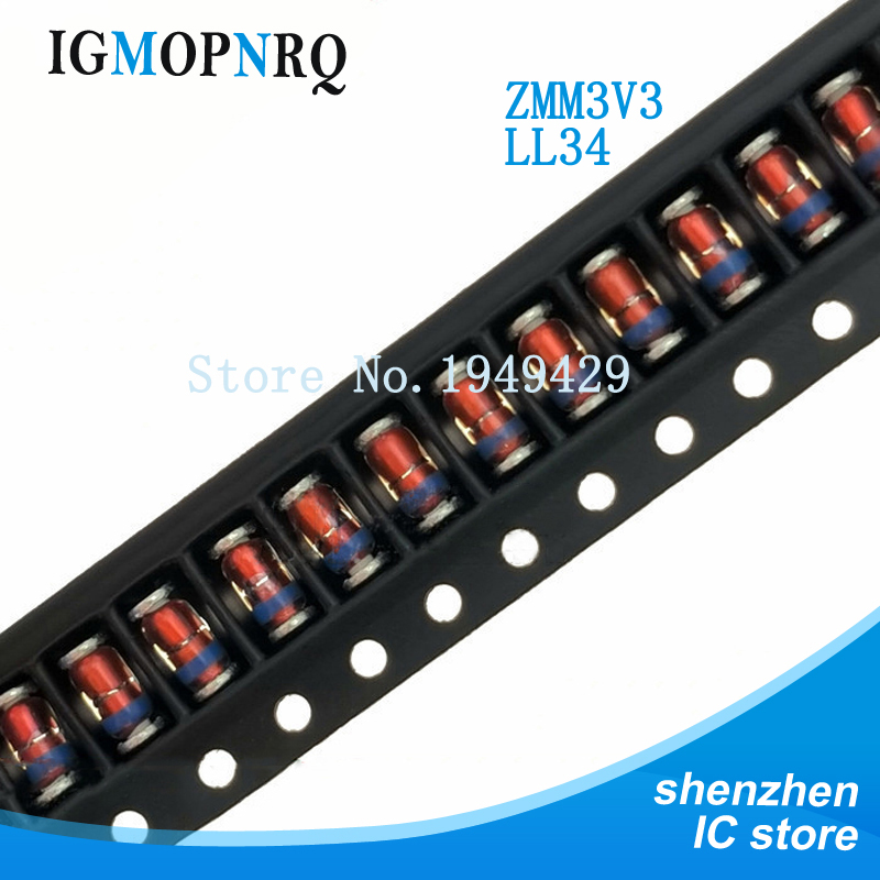 100PCS 1/2W 0.5w Dioda Zenera ZMM 2V4 - 47V 3V 3V3 3V9 4V7 5V1 7V5 8V2 10V 12V 15V 16V 18V 20V 24V 30V 47V LL34 Pakiet diod SMD