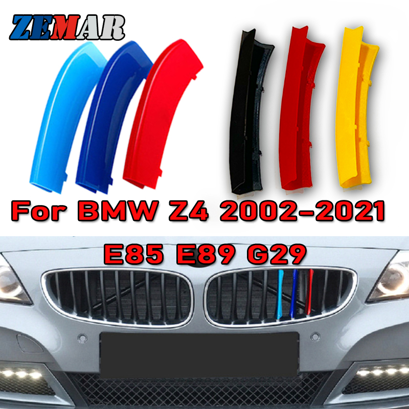 3 pçs abs alemanha bandeira cor grade de corrida do carro tira guarnição clipe m potência para bmw z4 e89 e85 g29 roadster acessórios 2002-2019 2021