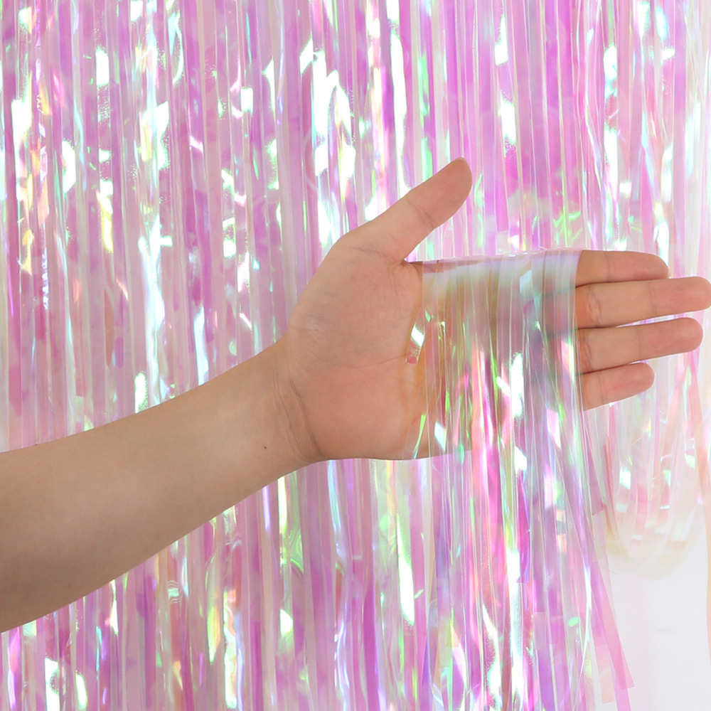 2M 3M Party ฉากหลังผ้าม่านฝนเลื่อม Tinsel ฟอยล์ม่าน Photo Booth งานแต่งงานตกแต่ง Birthday Party Supplies