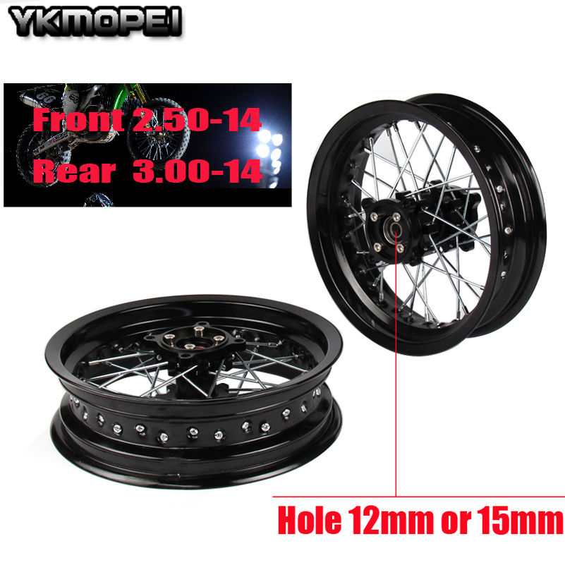 14 "Inci Depan Roda Belakang Set 2.50-14" 3.00-14 "Alloy Rim untuk Kayo BSE apollo Xmotos Balap Supermoto Kotoran Pit Sepeda Off Road