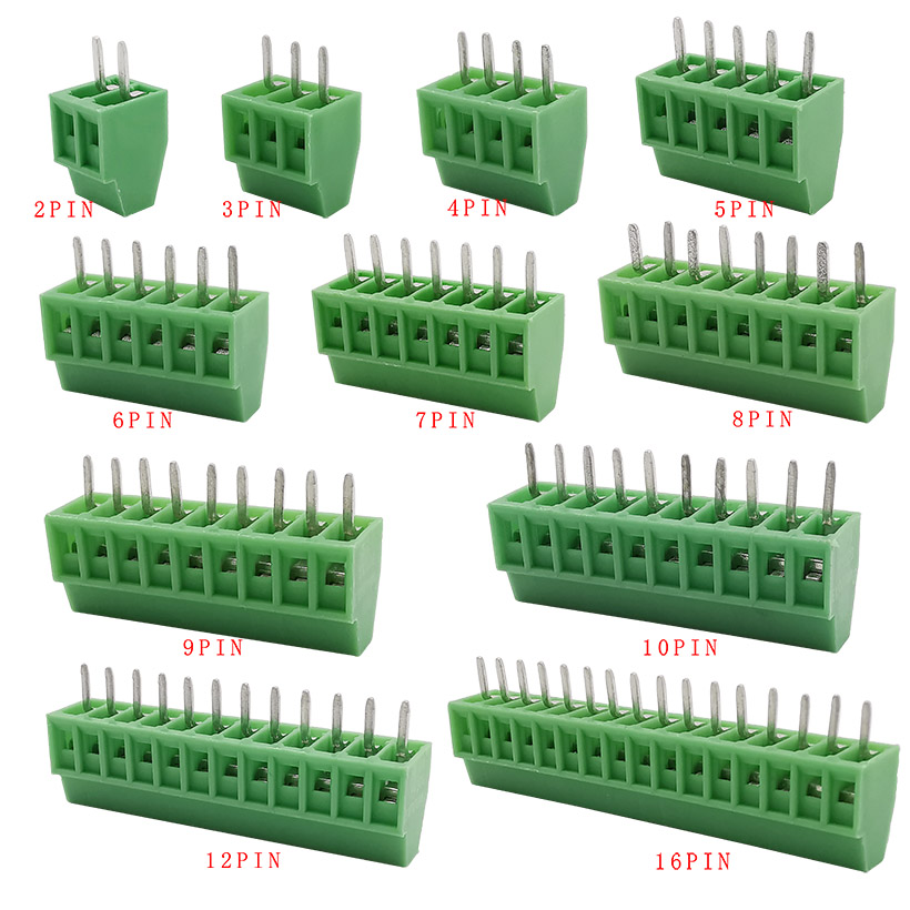 10 peças kf128 pcb conector de bloco de terminais de parafuso 2.54mm adaptador de montagem pcb de emenda de passo 2/3/4/5/6/7/9/10/12/16 pinos