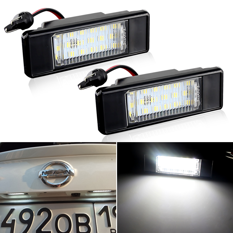 2szt Bezbłędne ksenonowe białe oświetlenie tablicy rejestracyjnej LED do Infiniti Q50 Nissan Primera P12 NV200 Pathfinder R51 Versa Qashqai J10