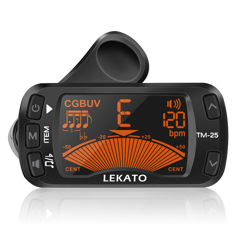 LEKATO Clip On Tuner Chitarra Accordatore Metronomo 3 in 1 Accordatore Metronomo Elettrico Ukulele Accordatore per Strumento Musicale