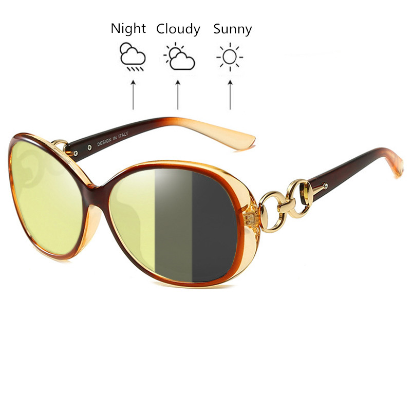 SOPRETTY-Lunettes de soleil polarisées photochromiques pour femmes, verres de vision nocturne, de conduite, ovales, surdimensionnées, jaunes, UV400, S33