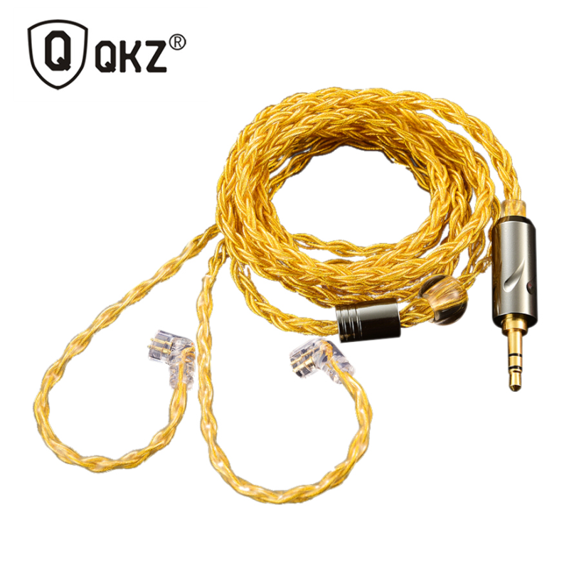 QKZ T1 200 Core 8 Strand OFC ทองแดงชุบเงินหูฟังสายอัพเกรด KZ C Pin QDC Pin สําหรับ EDX PRO ZSN PRO Castor TRN MT1 CCA
