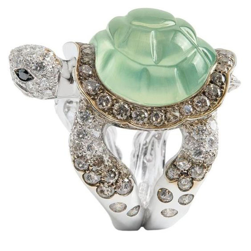 Milangirl mode mignon tortue anneau ramper Animal vert coquille anneaux pour femmes fille Glamour bijoux s pour les amateurs de tortue fans