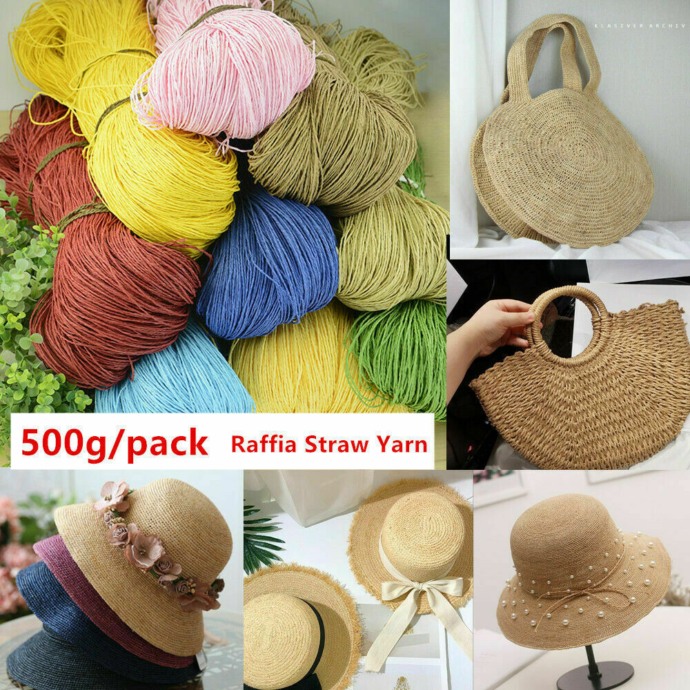 600 metrów 500g Naturalna przędza ze słomy rafia do ręcznego szydełkowania Przędza letnia Kapelusz Torebka Kosze Materiał dziewiarski DIY Craft