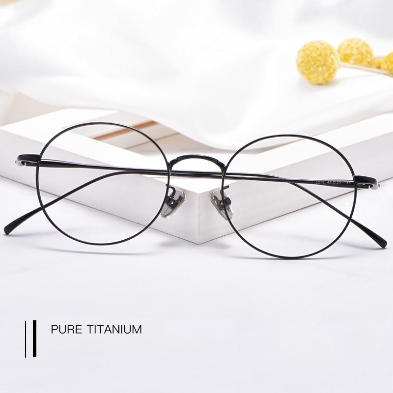 Puur Titanium Ronde Retro Brilmontuur Full Frame Bijziendheid Bril Mannen En Vrouwen Mode Recept Brilmonturen 3216