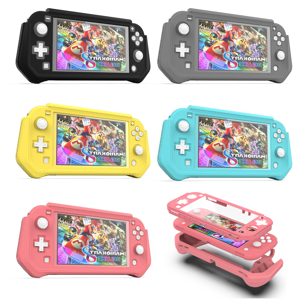 2021 Baru untuk Nintendo Switch Lite Pelindung Casing Cangkang Antiselip Ergonomis Seluruh Bodi untuk Nintendo Switch Lite Konsol Mini Merah Muda