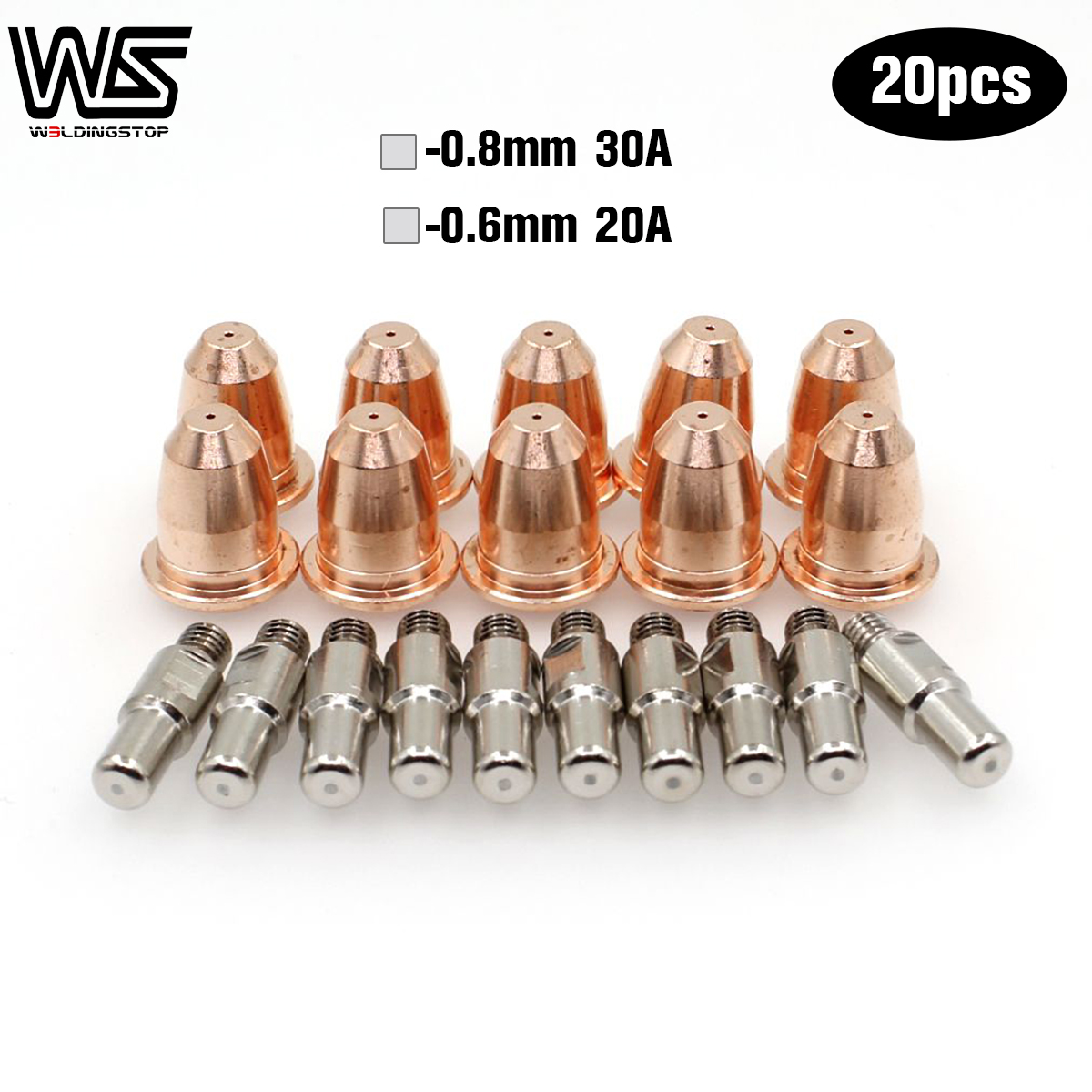 Eletrodos e Bicos PD0116 para Tocha de Plasma S45 CUT55 PT-40 PT40 IPT-40 IPT-60 PT60 HC4000 PR0110 Compatíveis com Telwin Plasma 34 PKG/20