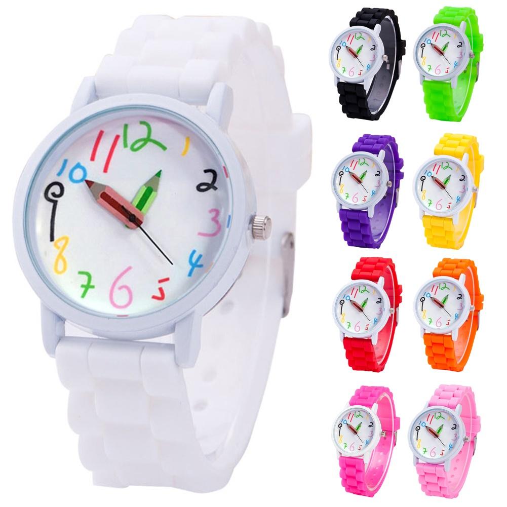 Bonito dos desenhos animados crianças criança relógio de pulso mostrador redondo pulseira de silicone relógio de pulso digital moda ponteiro quartzo menino menina estudante relógio