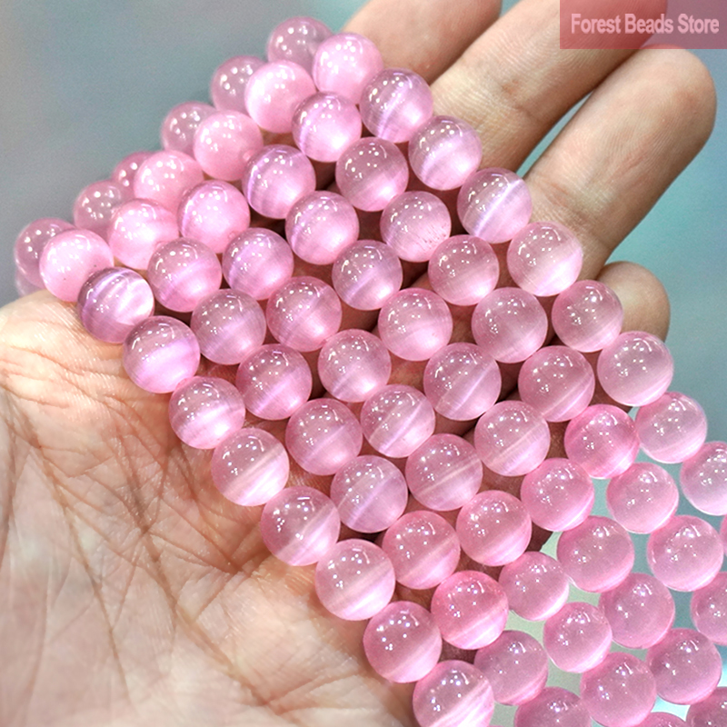 porte clé colliers moule resine epoxy wish francais mariage Perles roses en œil de chat AAA, haute qualité, opale lisse, rondes, pour la fabrication de bijoux, 15 pouces 6/8/10MM, Bracelet à bricoler soi-même