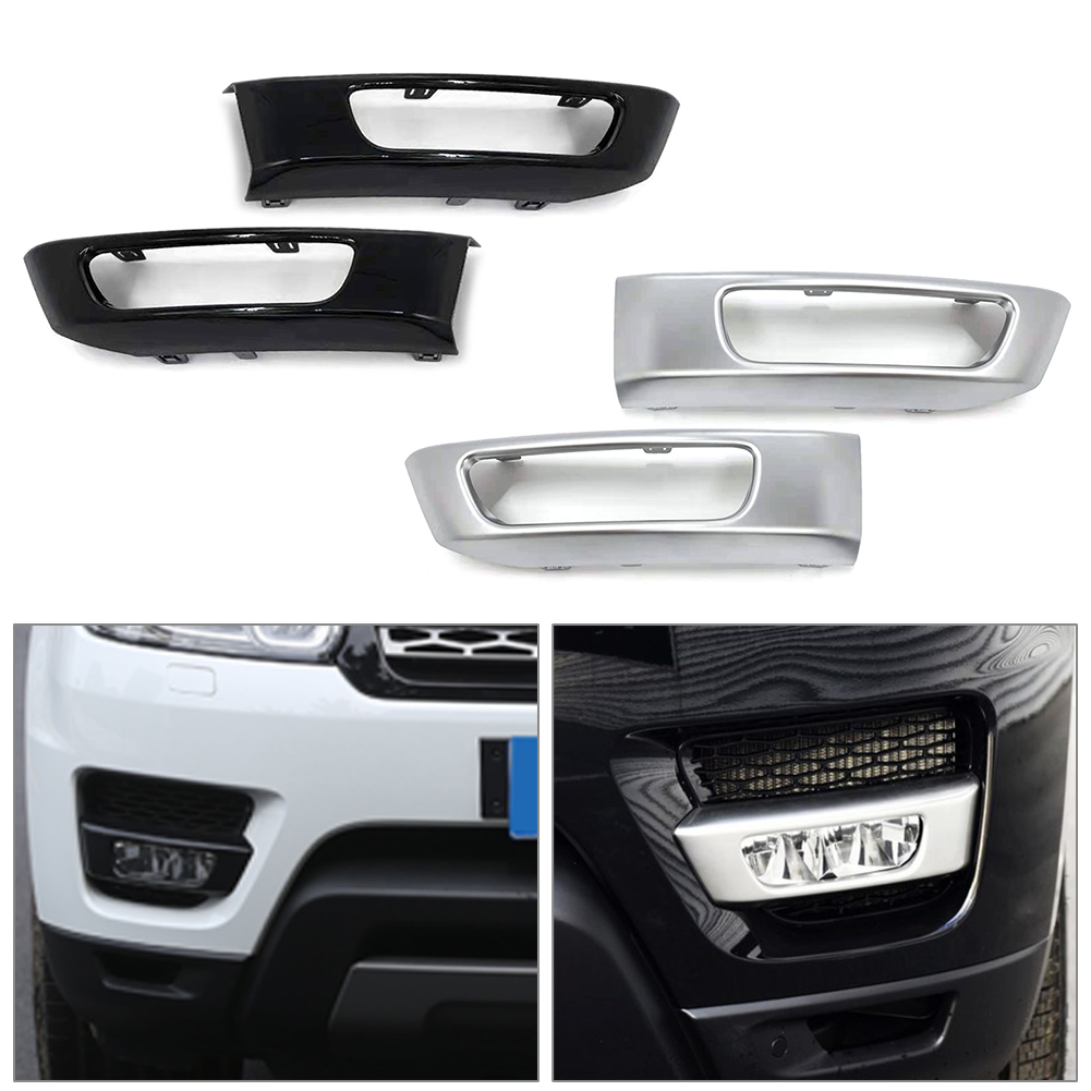2x Front Bumper Fog Light Lamp Cover ABS Car Styling Trim For Land Rover Range Rover Sport 2014 2015 2016 2017 L494 Black/Silver