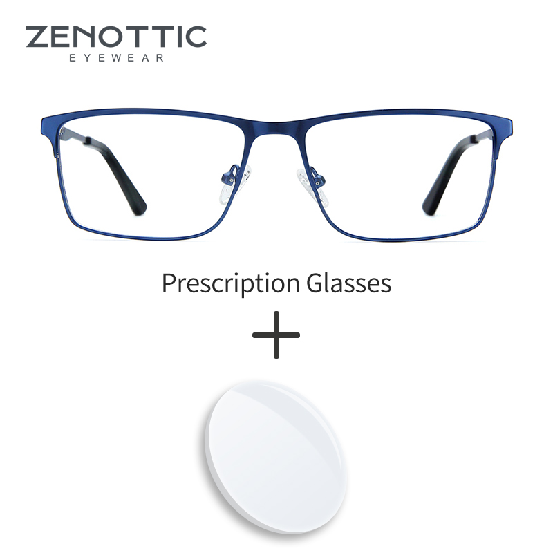 ZENOTTIC aluminiowe okulary korekcyjne męskie kwadratowe blokujące niebieskie światło okulary komputerowe wysokiej jakości krótkowzroczność okulary fotochromowe