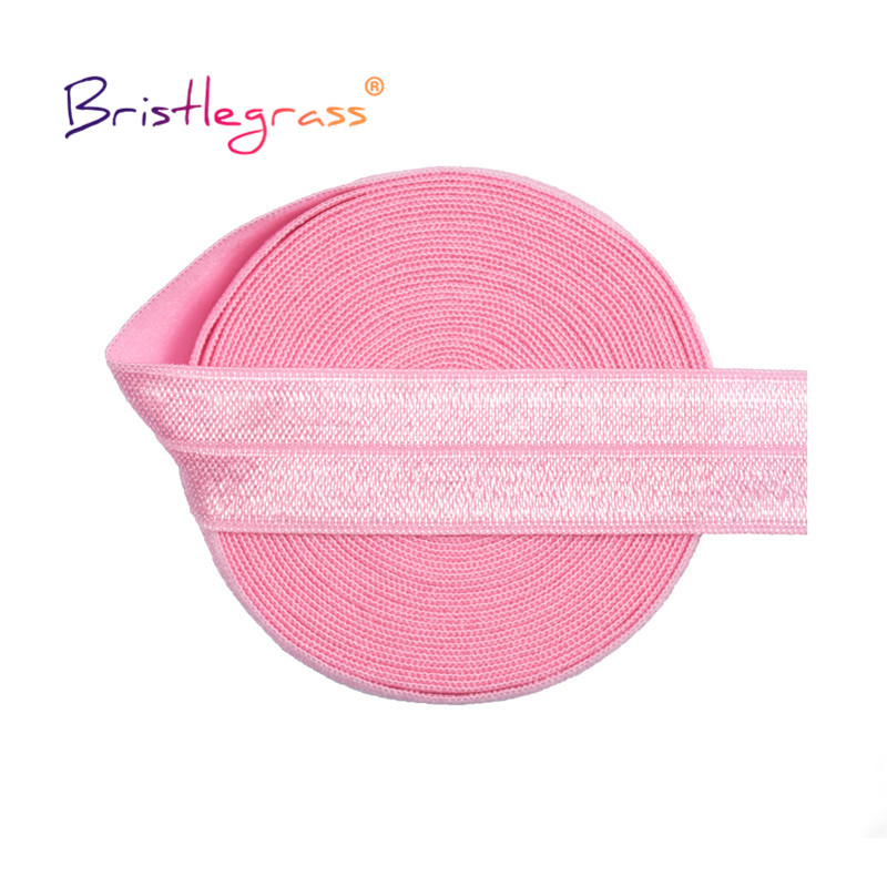 BRISTLEGRASS 2 5 10 Yard 3/4" 20mm Solid Shiny Fold Over Elastic FOE Spandex Satin Band Tape Hair Tie Headband Dress Sewing Trim