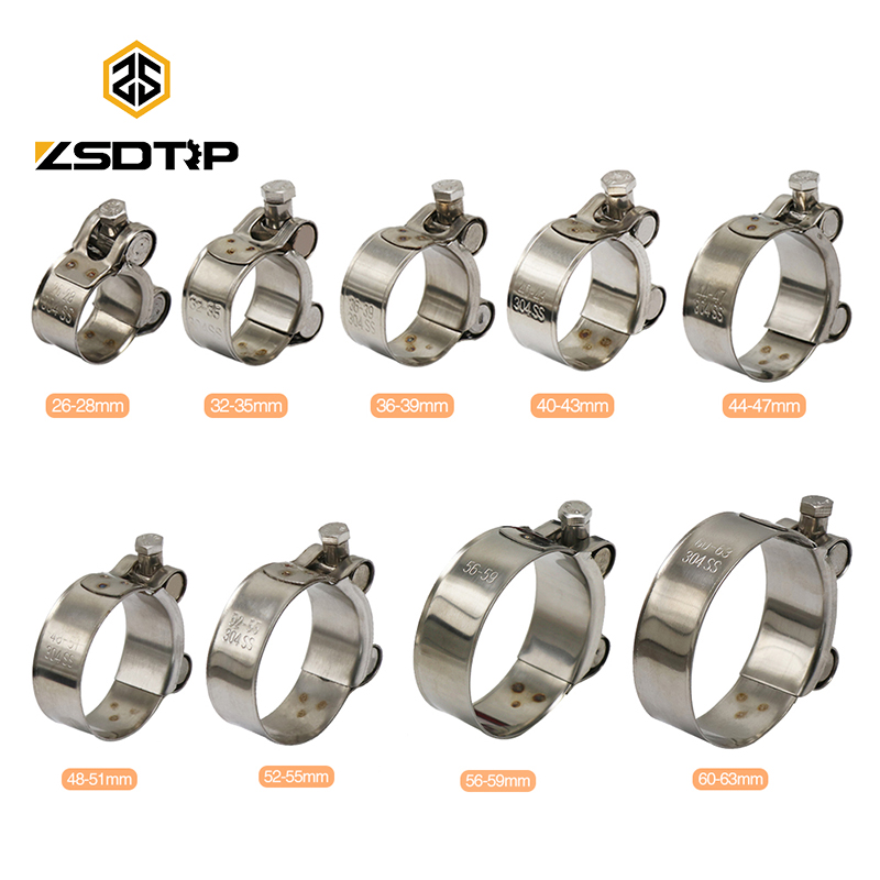 ZSDTRP 26–63 mm Motorrad-Auspuff-Klemmclip aus Edelstahl für Slip-on-Motorrad-Schalldämpfer-Klemm-Set