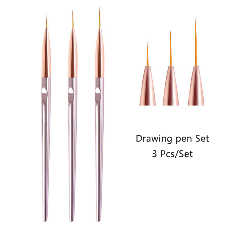 3 Cái/bộ Acrylic Pháp Sọc Móng Tay Nghệ Thuật Dòng Tranh Bút 3D Đầu Dụng Cụ Làm Móng Mỏng Đường Vẽ Bút Gel UV Bàn Chải tranh Dụng Cụ
