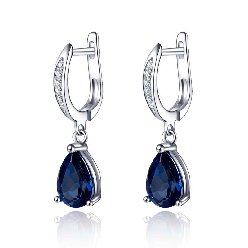 Huitan – boucles d'oreilles en forme de goutte d'eau pour femmes, magnifiques boucles d'oreilles en zircone cubique bleue, accessoires élégants de soirée, bijoux classiques