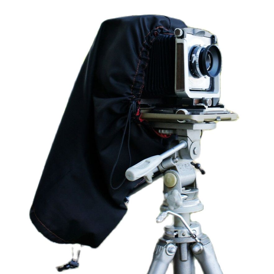 Kaptur z ciemnej tkaniny do aparatu wielkoformatowego 5×7 4×5 120 o długości 60 cm