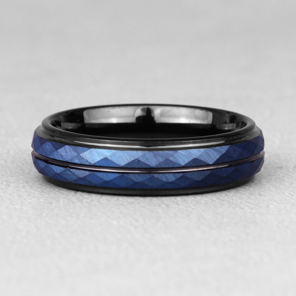 Wolfram Schwarz Blau Rhombus Cut Herren Ringe Einfacher Charme Luxus für Gentleman Männlich Freund Schmuck Kreativität Geschenk Großhandel