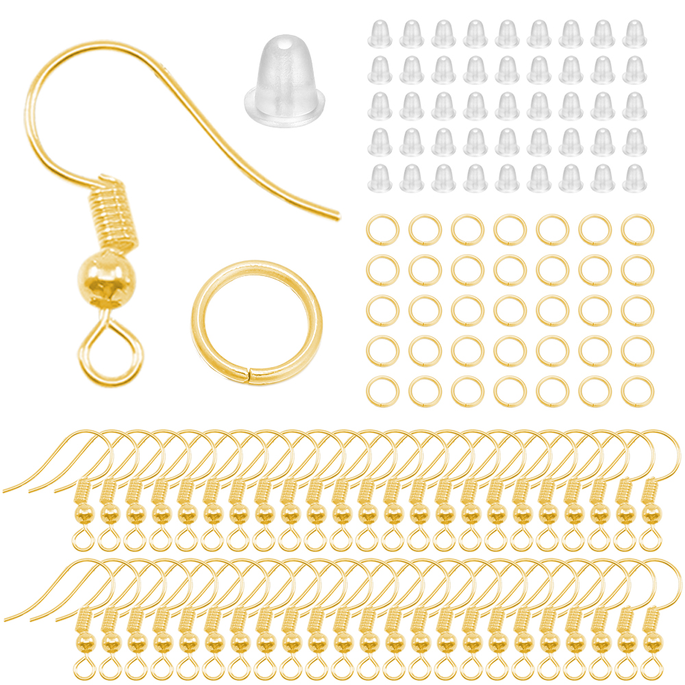 300pcs 귀걸이 세트 귀걸이 후크 오픈 점프 링 귀 플러그 DIY 쥬얼리에 연결 결과 용품 액세서리 만들기