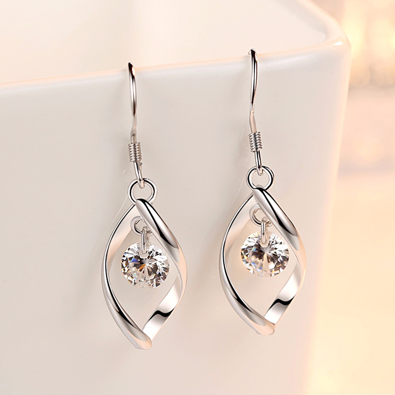 Boucles d'oreilles pendantes d'amour torsadées avec tactilement, boucle d'oreille en cristal, pierre de cone contre-indiquée, boucle d'oreille élégante, piercing créatif, cadeaux de bijoux, nouvelle mode