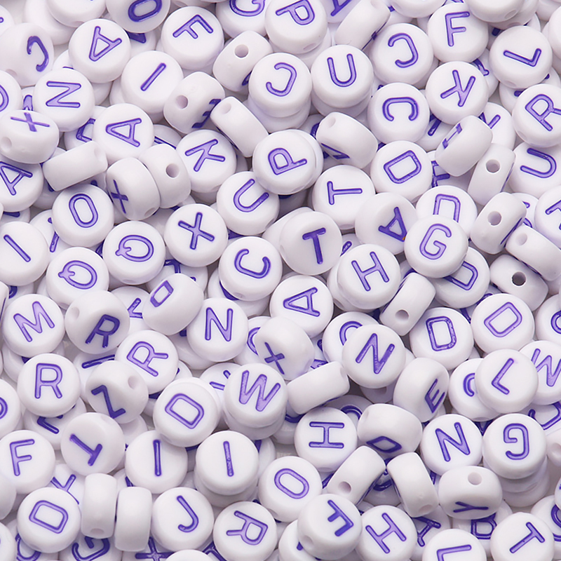 200/300/500 pezzi viola rotondo alfabeto lettera perline ciondoli braccialetto collana per creazione di gioielli accessori fai da te