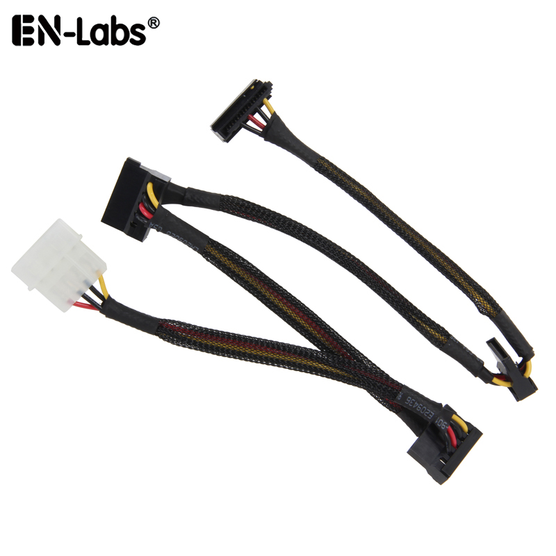 Molex 4pin to 2 3 4 SATA Power Splitter Sleeve Cable,Molex 4 pin 90 Degree SATA Adapter Power Connector Spliter 4 HDD Hard Drive