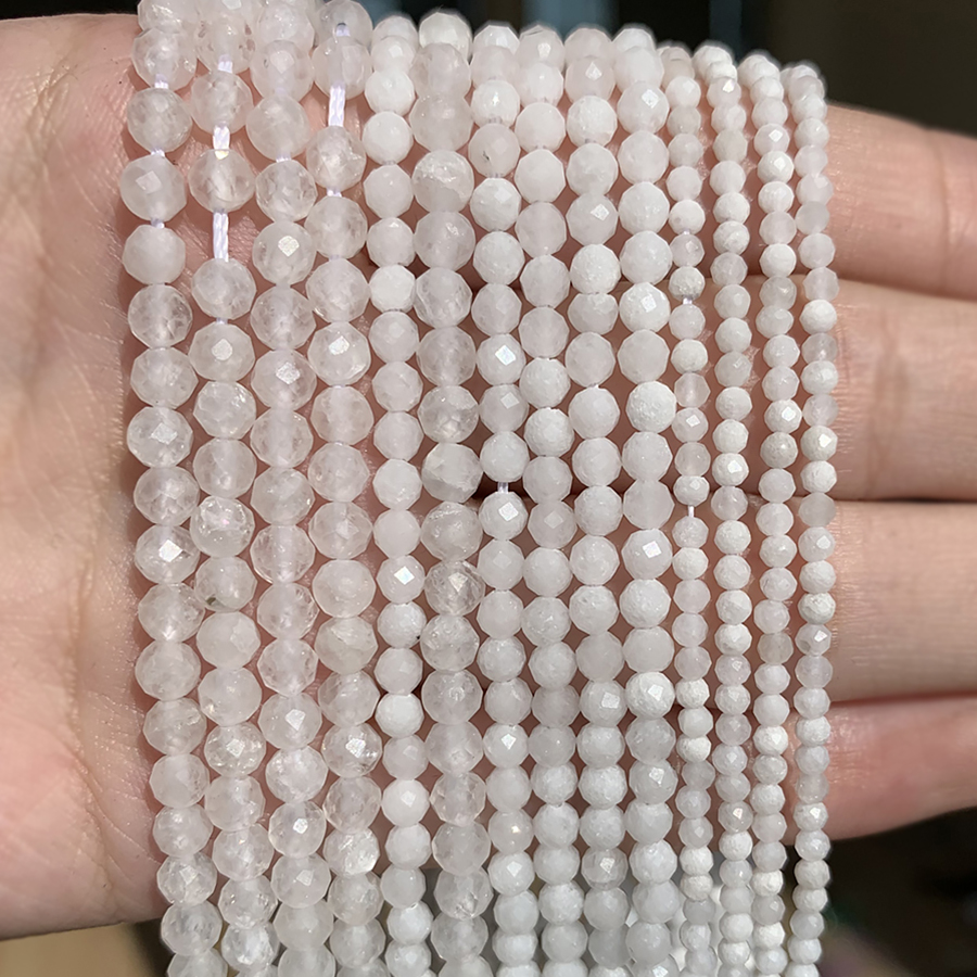 AA + – perles en pierre de lune blanche naturelle, pour la fabrication de bijoux, Bracelets, cadeau de noël, bricolage, 15 pouces, 2/3/4mm