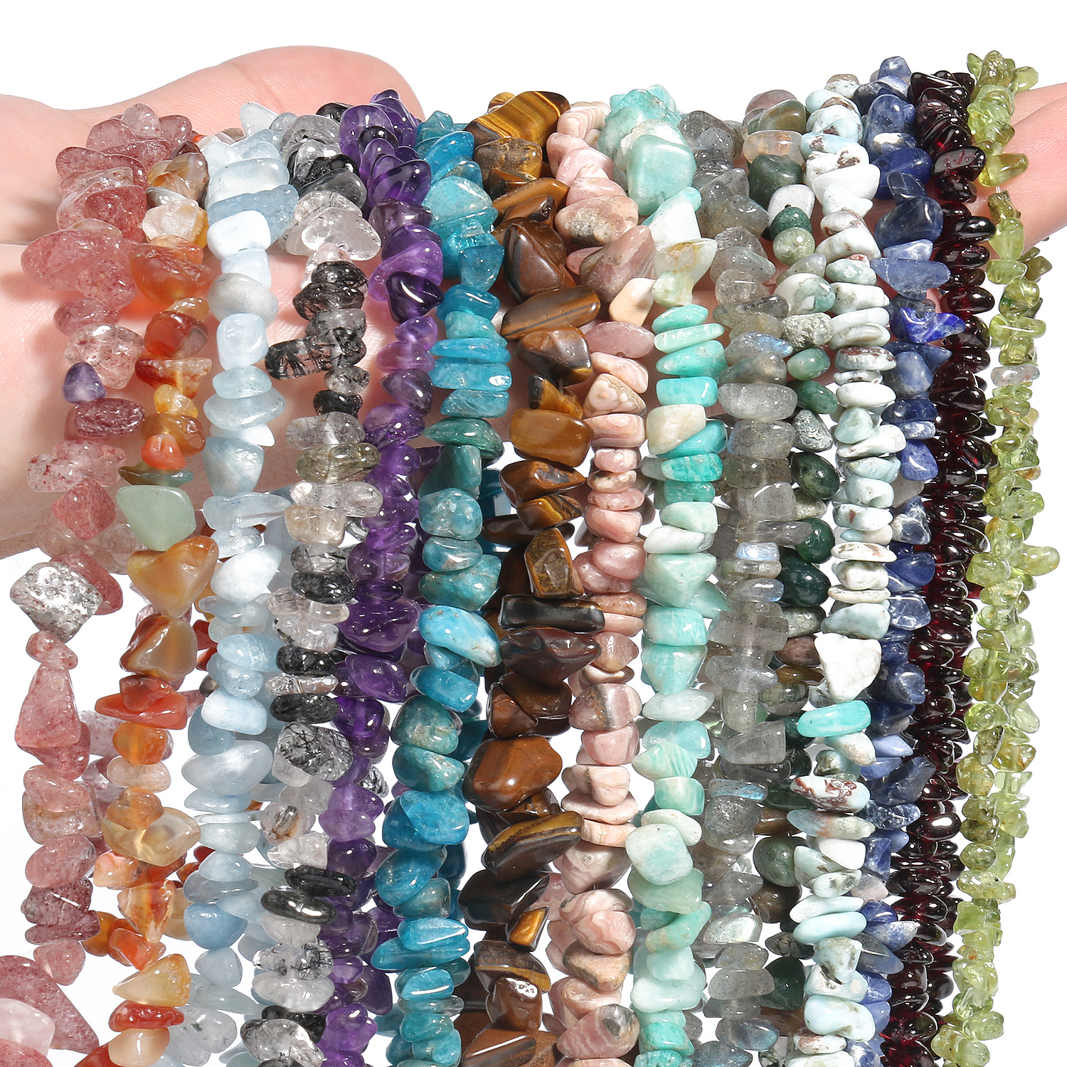 Natursteinperlen, unregelmäßiger Amazonit, Amethyst, Apatit, lose Edelsteine, Chips, Kiesperlen für Schmuckherstellung, Bulk-DIY-Armband, 40,6 cm