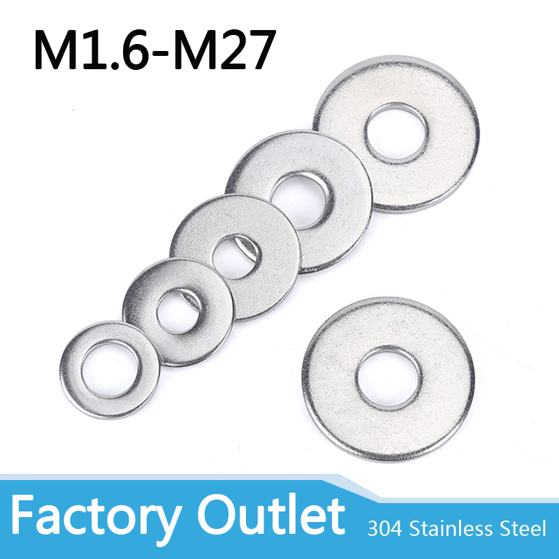 M3M2M2.5M1.6M4M5M6M8M10M12M16M20M24M27 GB97 A2 Spacer 304Stainless Steel Mesin Cuci Polos Gasket untuk Baut Sekrup Logam Datar M3Washer
